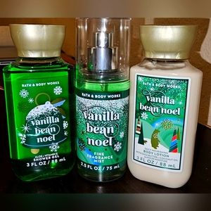 Bath& Body Works Vanilla Bean Noel travel size shower gel,body lotion,and mist